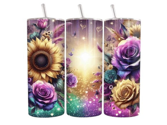 Thermobecher - Blumen - Lila