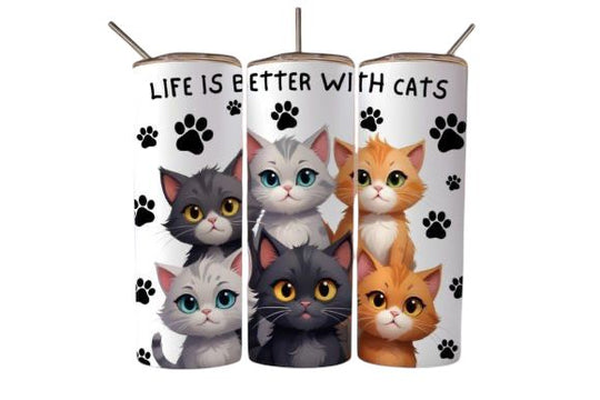 Thermobecher - Katzen - Life is better ...2