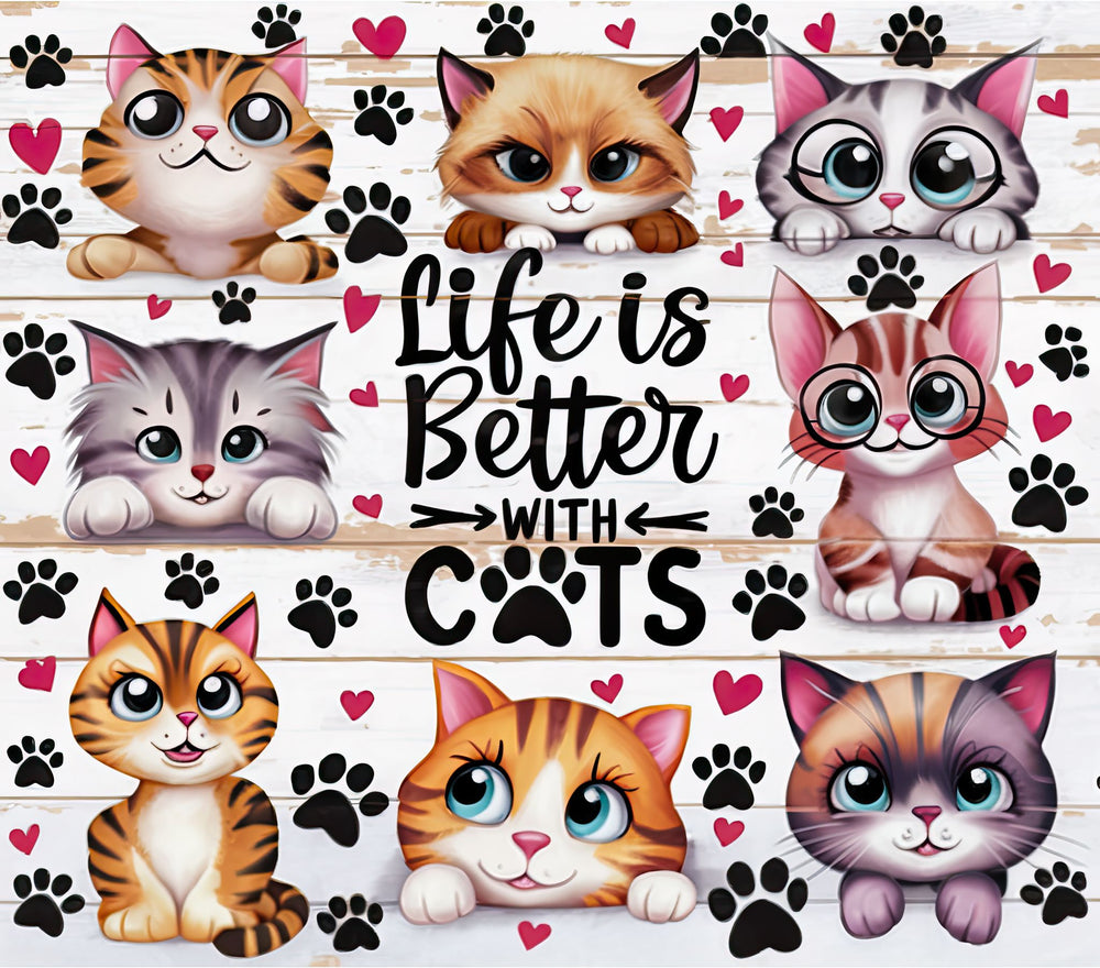 Thermobecher - Katzen - Life is better ...