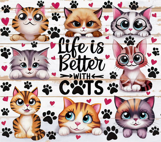 Thermobecher - Katzen - Life is better ...