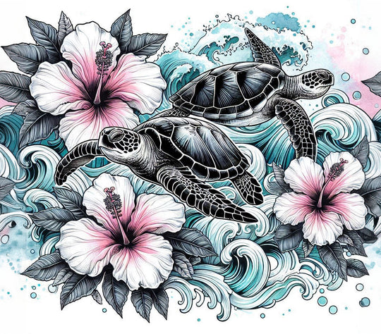 Thermobecher - Schildkröten - Blumen