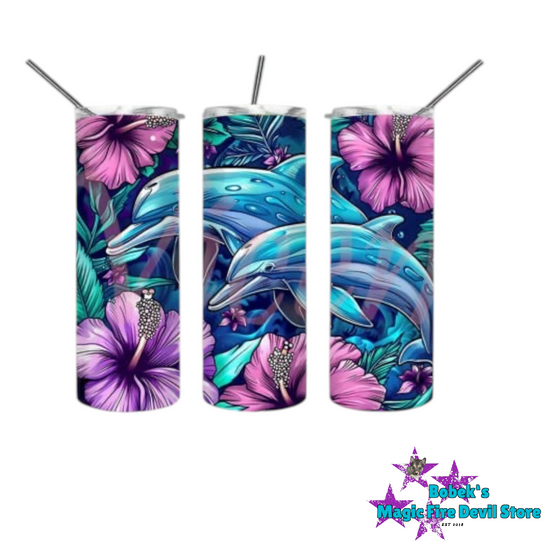 Thermobecher - Delfine - Blumen